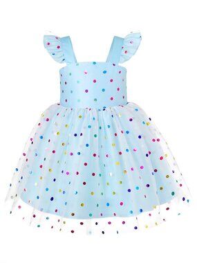 12-18m Toddler Girl Tutu Dress Tulle Summer Dresses Party Princess Sundress, Blu
